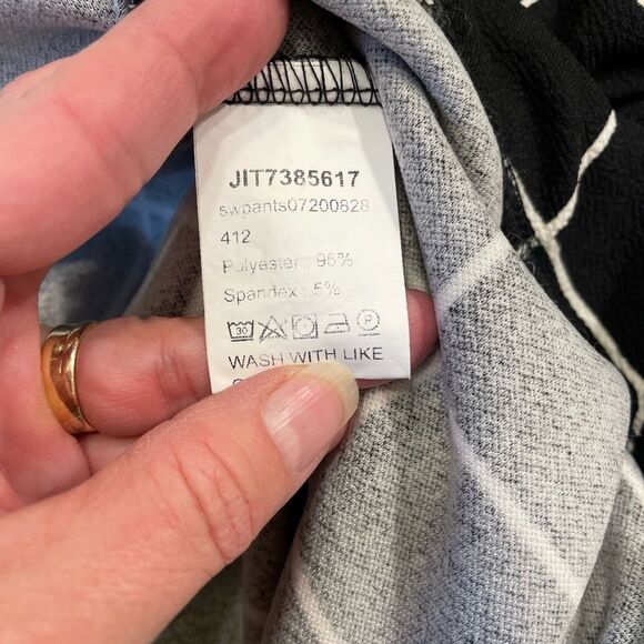 SHEIN MOOSTA Grid Print Paperbag Waist Belted Wide Leg Pants geometric XL sz 12 - Picture 6 of 8